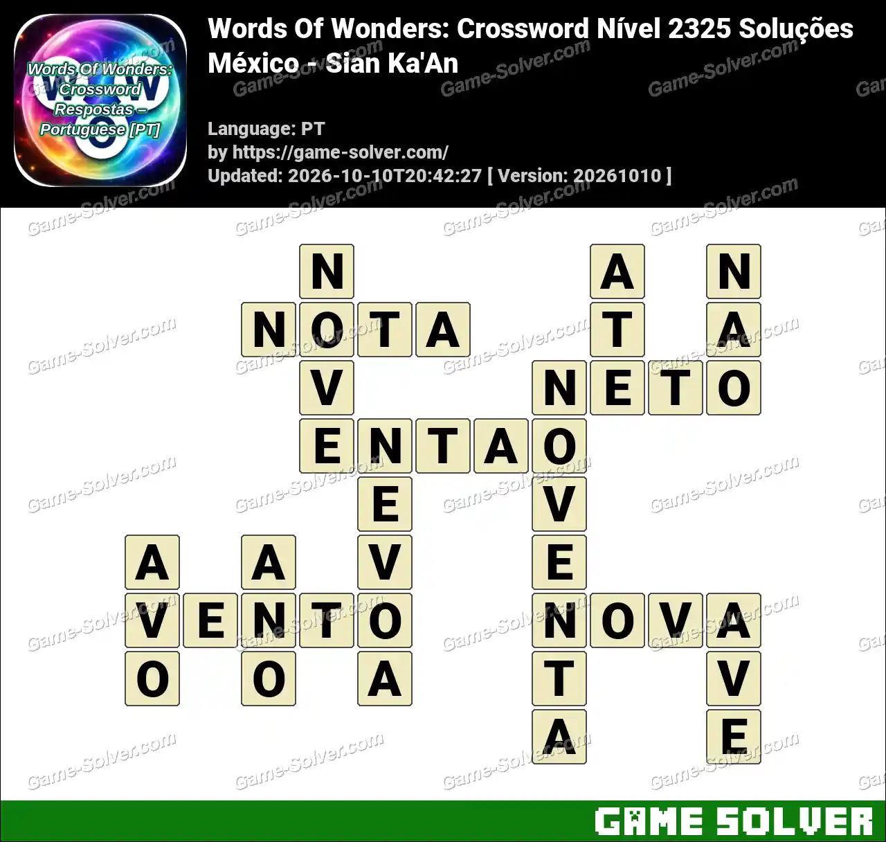 Words Of Wonders: Crossword Nível 2325 Soluções – México – Sian Ka’An